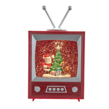 Kurt Adler Rudolph and Santa Musical TV Table Piece, Multi-Colored, 8.5"