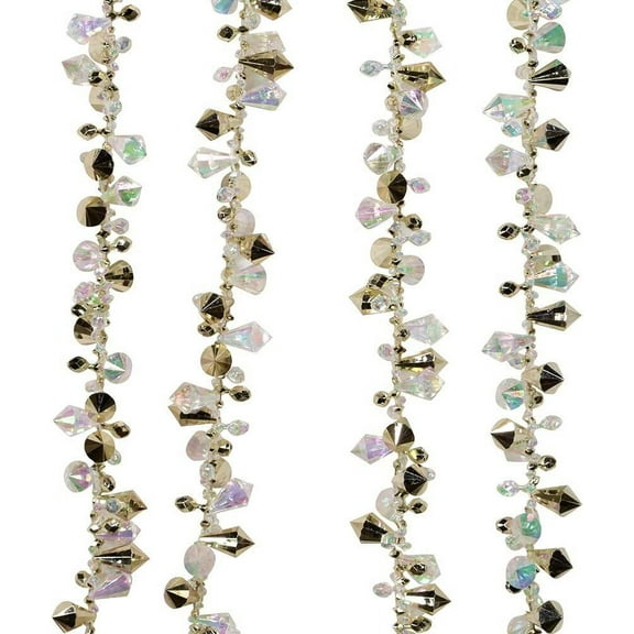 Kurt S Adler Bead Garland Acrylic Iridescent Gold, 9 ft