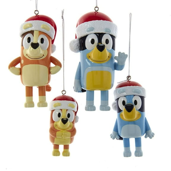 Kurt Adler Bluey and Family 4-Piece Ornament Set, 4-Inch Multicolor Christmas Decorations
