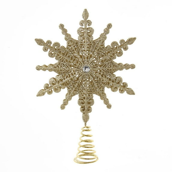 Kurt S. Adler 8-Inch Champagne Gold Star Tree Topper – Elegant Christmas Tree Decoration