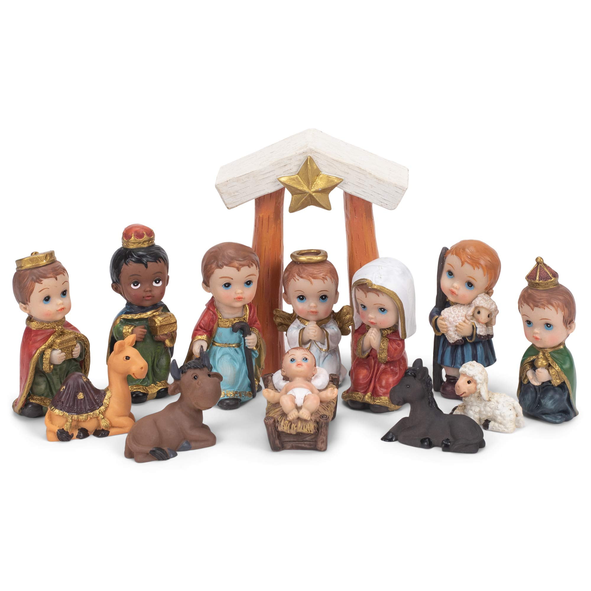 Kurt S. Adler Children's Nativity Set, 1.6-4.5 in Resin Multi, 13 Piece