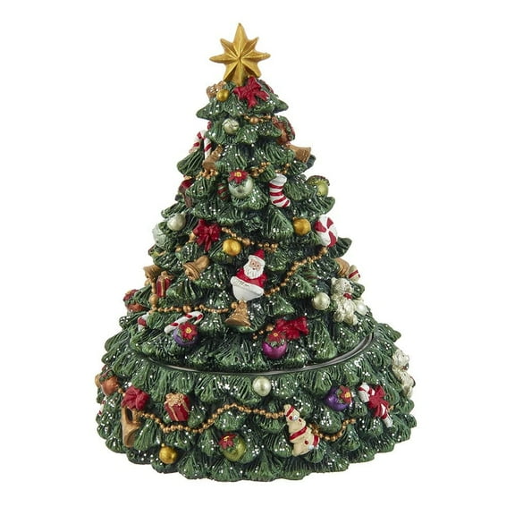 Kurt S. Adler 7-Inch Revolving Christmas Tree Musical Tabletop Decor  Multi-Colored Holiday Music Box