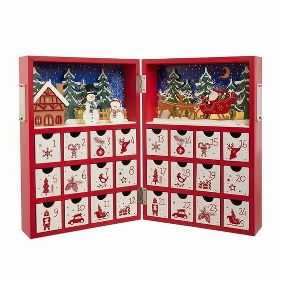 Kurt S. Adler D4561 13 in. Battery Operated Lighted Wooden Christmas Advent Calander