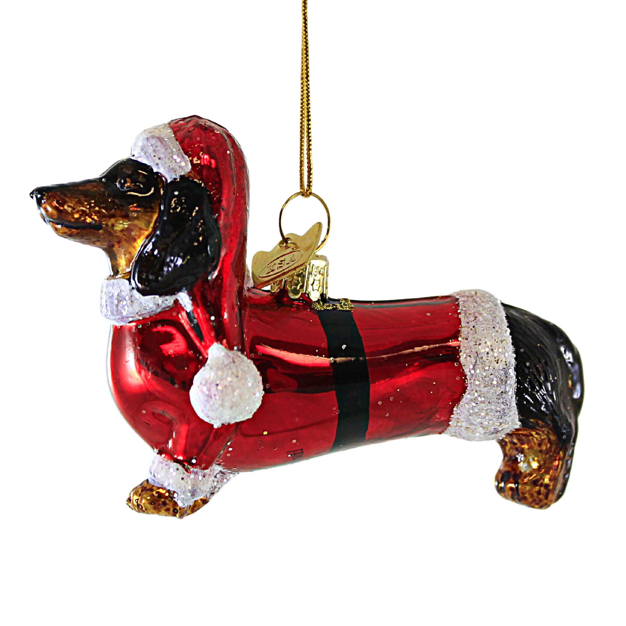 Glass sausage dog ornament deals