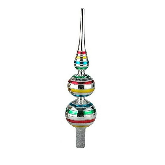 Kurt S. Adler Early Years Multi-Color Glass Christmas Tree Topper Set of 2, 13in