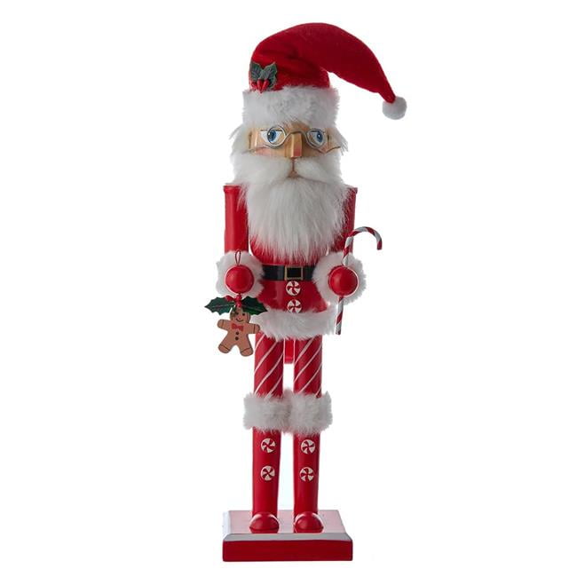 15-Inch Red and White Wooden Santa Claus Nutcracker