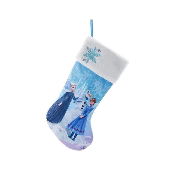 Kurt S. Adler FROZEN Christmas Stocking, Blue/White Elsa Anna & Olaf, 19"