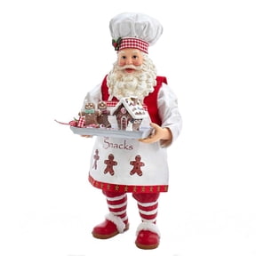 Kurt S. Adler Fabrich 11-Inch Holiday Gingerbread Chef Santa Fabric Figurine