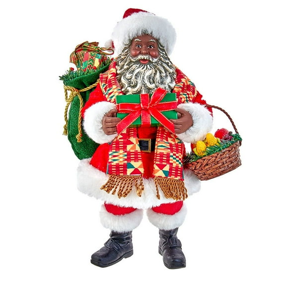Kurt Adler Fabrich African American Santa, 12"