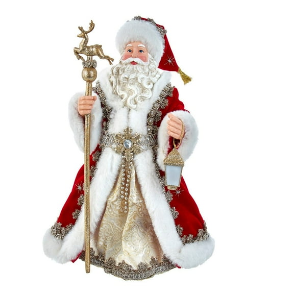 Kurt S. Adler Fabrich Regal Red Table Piece Santa, 10.5-Inches, Multi-Colored