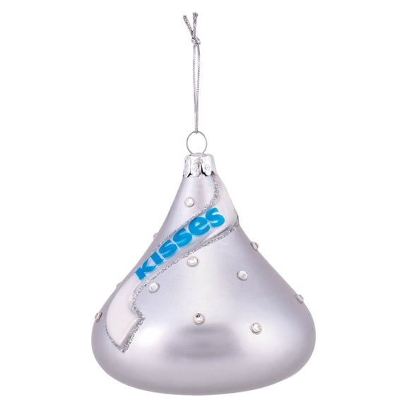 Kurt S Adler Hershey Kiss Silver Tone 3.5 Inch Glass Hanging Christmas Ornament