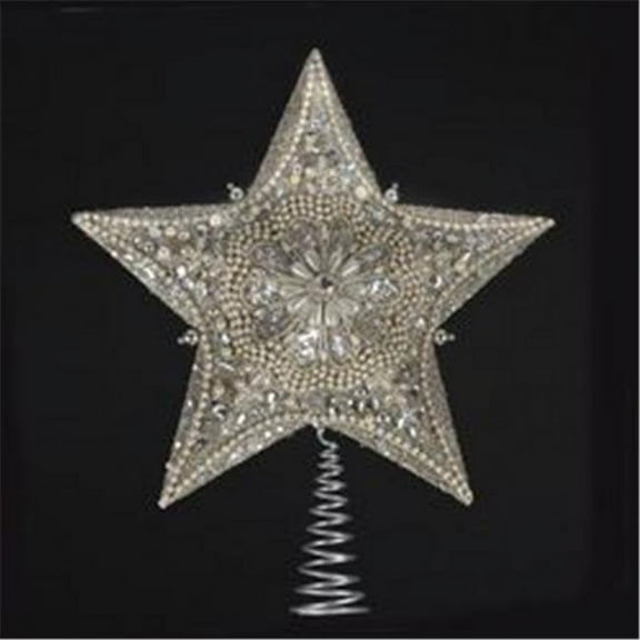 Kurt S. Adler- Inc. Platinum Star Treetop with Glitter - Ivory Pearls - 13.5in.