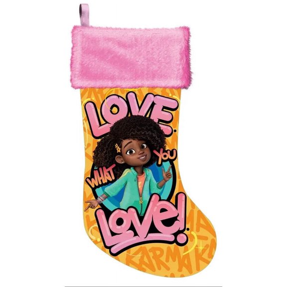 Kurt S. Adler Karma's World Love What You Love Christmas Holiday Pink Cuff Stocking