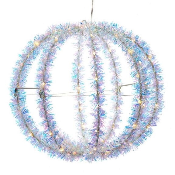 Kurt S. Adler Kurt Adler 12-Inch Warm White LED Tinsel Foldable Sphere