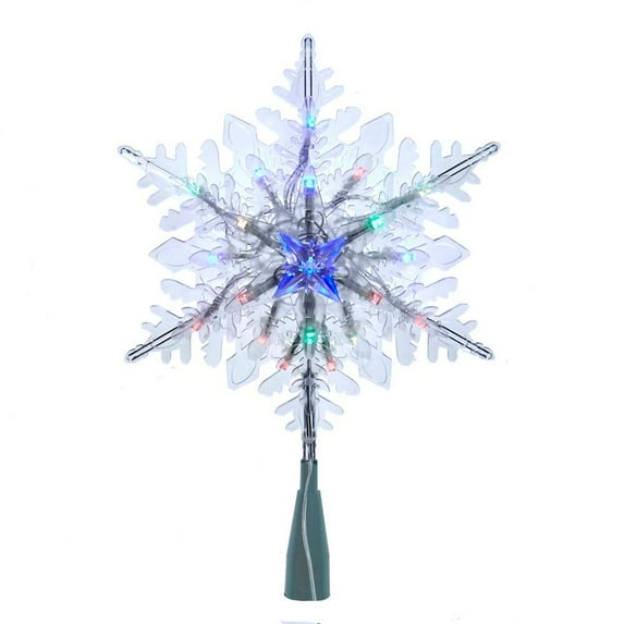 Kurt S. Adler 20-Light 10-Inch Clear Snowflake Treetop with Color-Changing RGB LED Bulbs