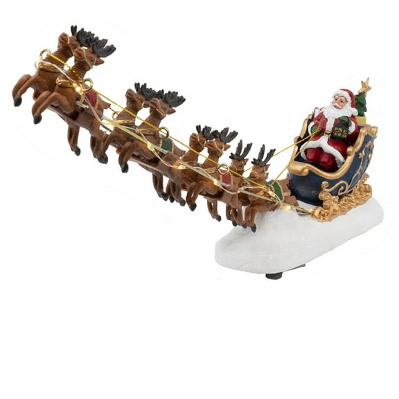 Kurt Adler 7-Inch Battery-Operated LED Santa with Sleigh Table Decoration Multi-Colored
