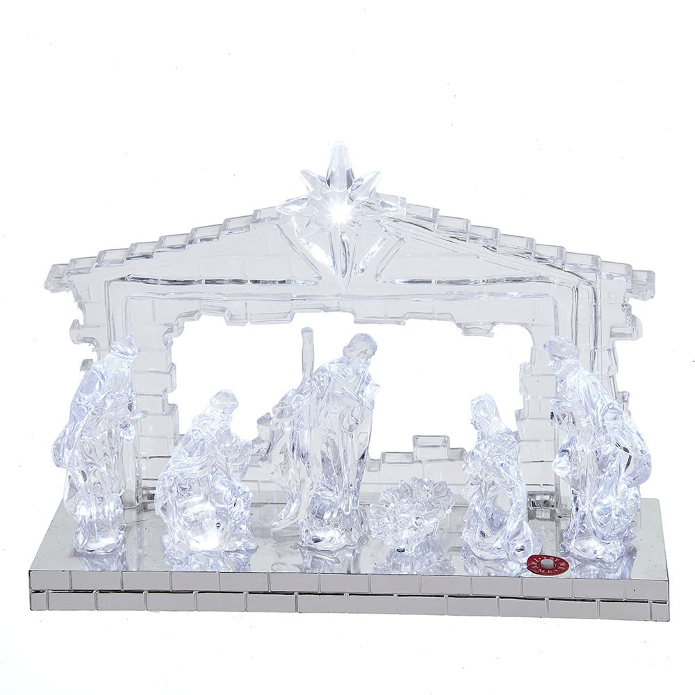 8.7-Inch Clear Acrylic LED Light-Up Musical Nativity Scene