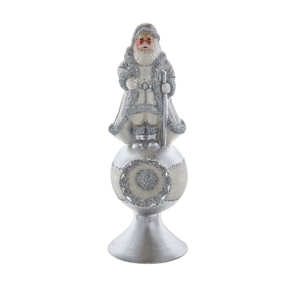 Kurt S. Adler Noble Gems Silver Santa Tree Topper, 8.75-Inch