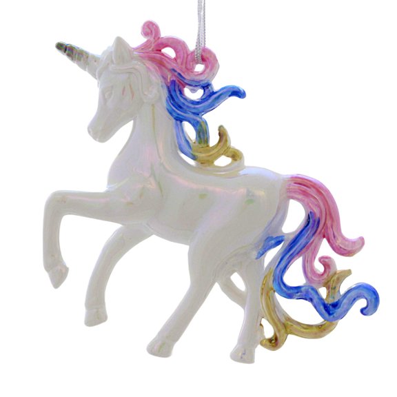 Kurt S. Adler Pastel Unicorn Ornament - One Ornament 4 Inch, Plastic - Mythical Pointed Horn T2502 Silver