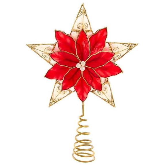 Kurt S. Adler S2338 10.5 in. Poinsettia Capiz Gold Star Treetop