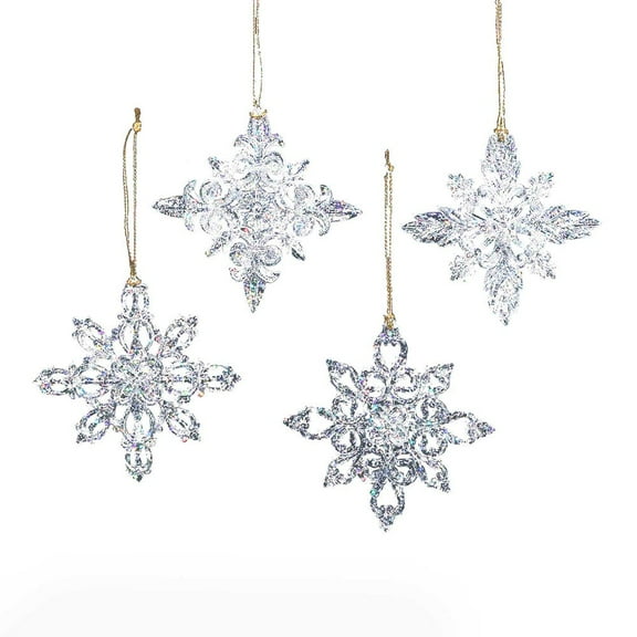 Kurt S. Adler Snowflake Acrylic Ornaments, 4 Assorted