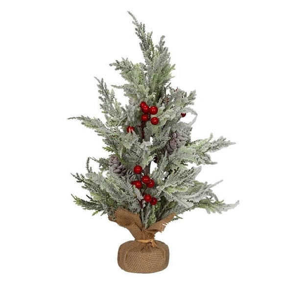 Kurt S. Adler TR1607 18 in. Flocked Berry Tree with Burlap