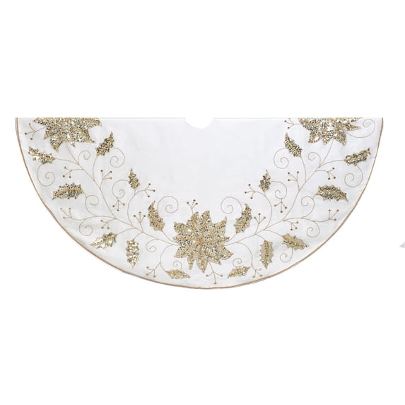 Kurt S. Adler TS0223 54 in. Ivory Holly Tree Skirt