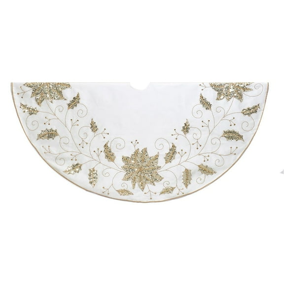 Kurt S. Adler TS0223 54 in. Ivory Holly Tree Skirt