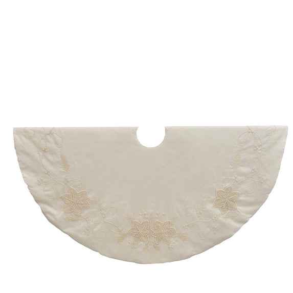 Kurt S. Adler TS0262 54 in. Ivory with Pearl Beads Tree Skirt