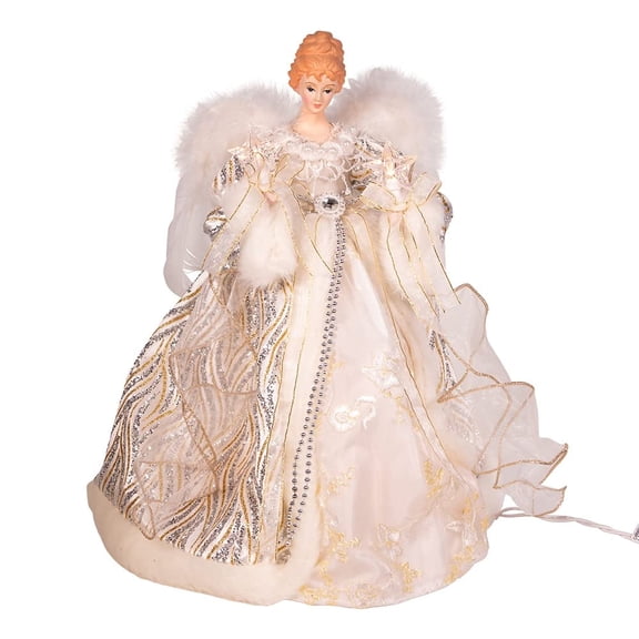 Kurt S. Adler 16-Inch Sage and Gold Angel Christmas Tree Topper with 10 UL-Listed Lights