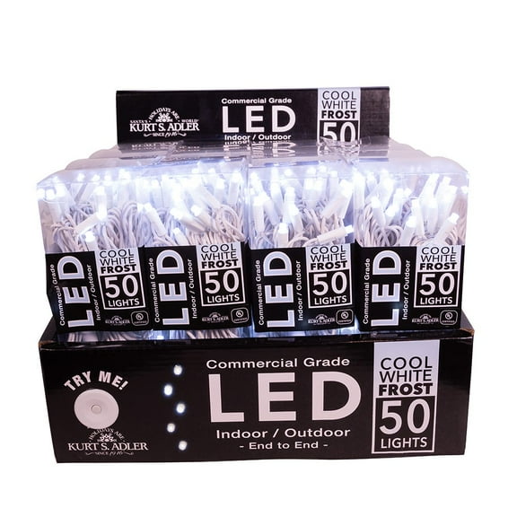 Kurt S. Adler UL 50-Light 5MM Cool White Frosted LED White Wire Light Set