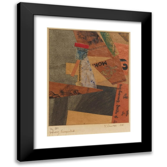 Kurt Schwitters 12x14 Black Modern Framed Museum Art Print Titled - Mz 259 Drawing Campendonk (1921)