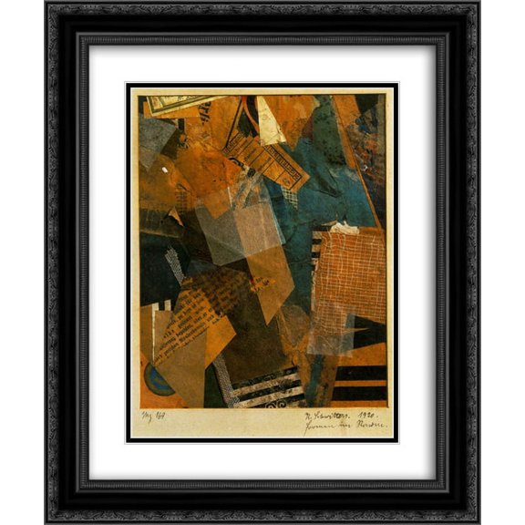 Kurt Schwitters 2x Matted 20x24 Black Ornate Framed Art Print 'Forms in Space'