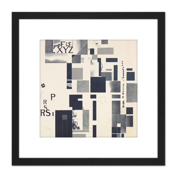 Kurt Schwitters Composite Dada 8X8 Inch Square Wooden Framed Wall Art Print Picture with Mount