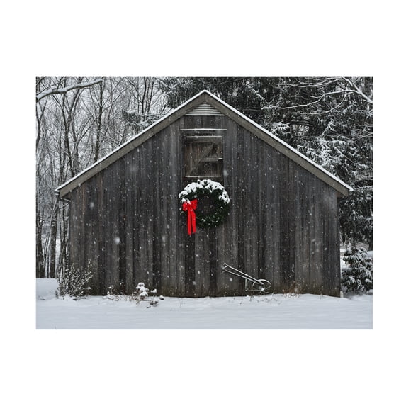 Trademark Fine Art Kurt Shaffer Christmas Barn in the Snow Canvas Wall Art - 35x47