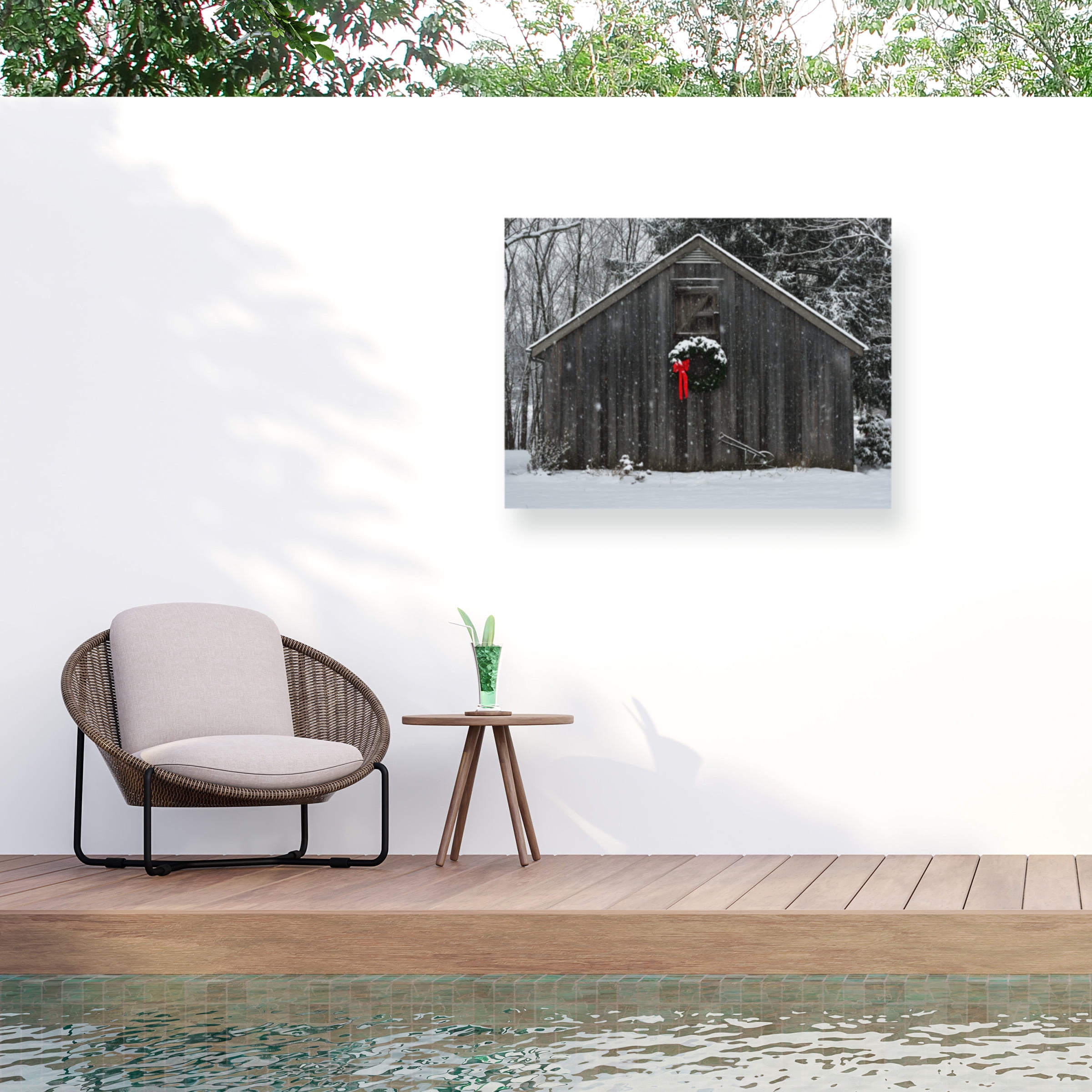 Kurt Shaffer 'Christmas Barn in the Snow' Outdoor All-Weather Wall Decor