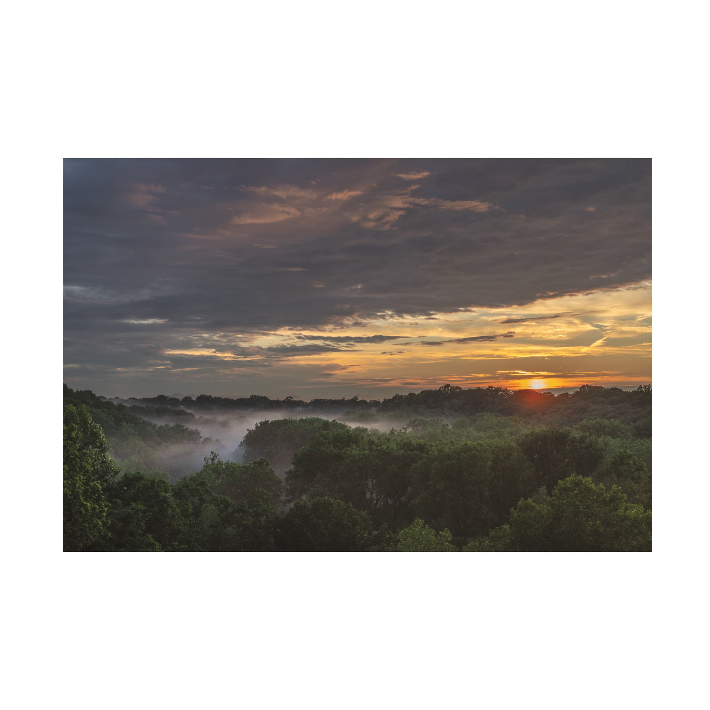 Kurt Shaffer Photographs 'Foggy Misty Sunset In Ohio' Canvas Art