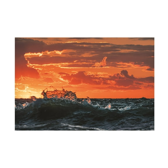 Kurt Shaffer Photographs 'Lake Erie Wave Splash At Sunset' Canvas Art