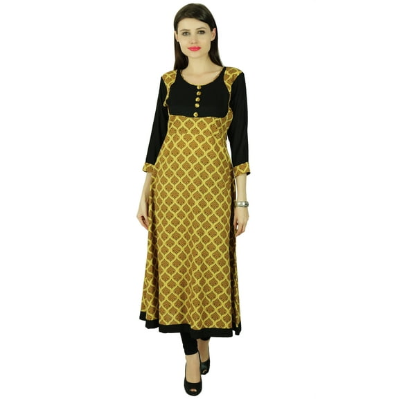 Kurta Leaves Designer Women Ethnic Kurti Cotton Top Tunic Dress
