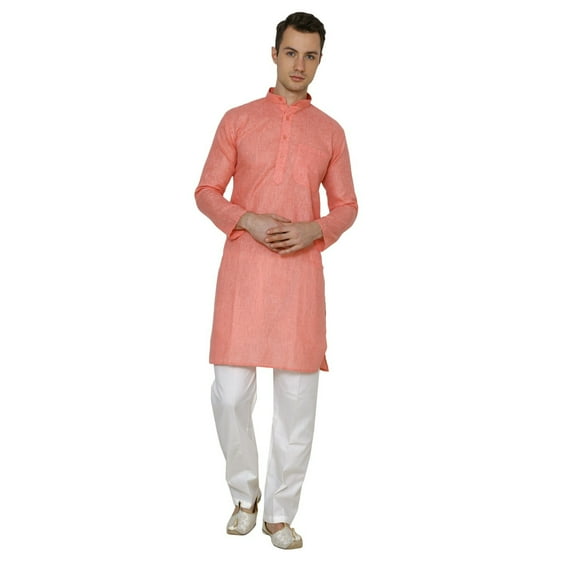 Kurta long pajama dress set made of light cotton linen made at the...