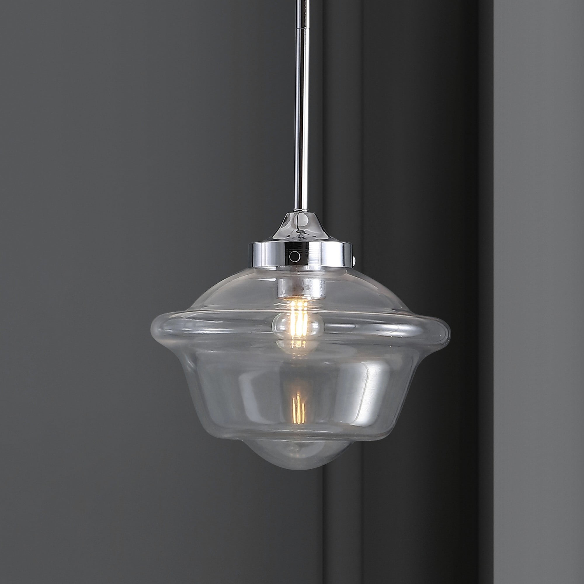 Jonathan Y Kurtz 9.5" Adjustable Drop LED Pendant Light - Oil Rubbed Bronze, Metal & Glass - View #6
