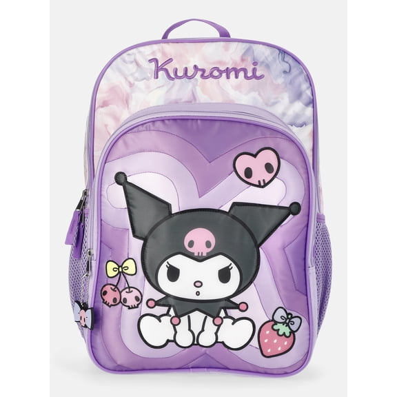 Sanrio Hello Kitty and Friends Girls 17" Kuromi Quilted Backpack, Purple