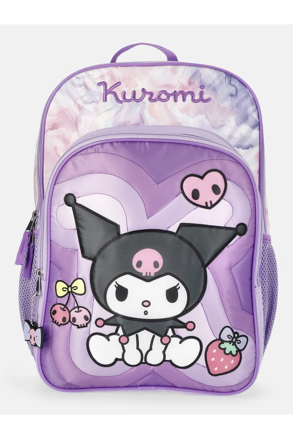 Sanrio Hello Kitty and Friends Girls 17" Kuromi Quilted Backpack, Purple
