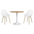 thumbnail image 1 of Kurv 3 Piece Cafe Dining Set Medium Oak and White, 1 of 10