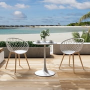 Kurv 3-Piece Lux Bistro Set, Indoor/Outdoor White and Natural