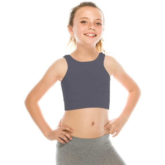 Kurve Premium Girls Seamless Supersoft Sleeveless Crop Tank Top - Stretchy Bra, UV UPF 50+ (Made in USA)