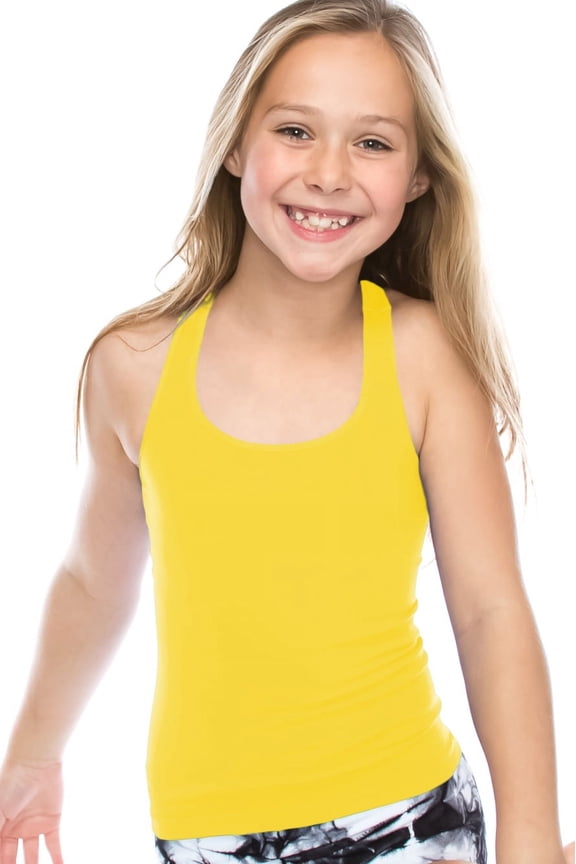 Premium Girls Seamless Supersoft Wide Strap Comfortable Racerback Tank Top for Kids, Dance Class, Yoga Class, Gymnastic Class, (Made with Love in The USA)