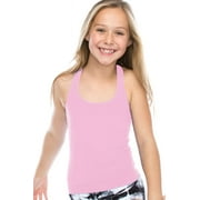 Kurve Premium Girls Seamless Supersoft Wide Strap Comfortable Racerback Tank Top for Kids, Dance Class, Yoga Class, Gymnastic Class, Made with Love in The USA