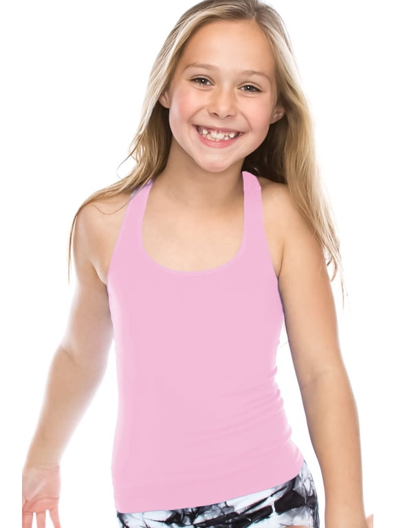 Premium Girls Seamless Supersoft Wide Strap Comfortable Racerback Tank Top for Kids, Dance Class, Yoga Class, Gymnastic Class, (Made with Love in The USA)