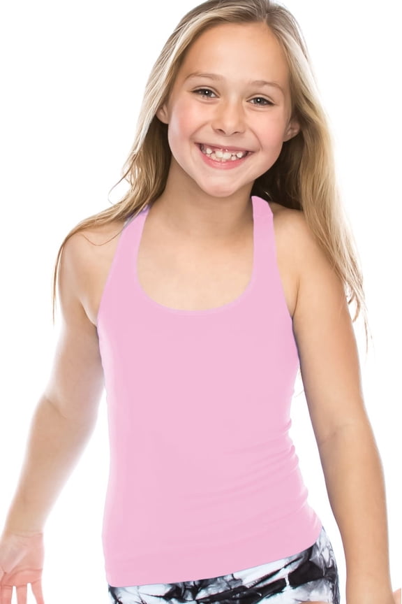 Premium Girls Seamless Supersoft Wide Strap Comfortable Racerback Tank Top for Kids, Dance Class, Yoga Class, Gymnastic Class, (Made with Love in The USA)